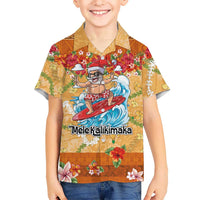 Hawaii Mele Kalikimaka Family Matching Tank Maxi Dress and Hawaiian Shirt Funny Santa Claus Surfing on Tropical Plants - Polynesian Pride