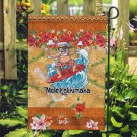 Hawaii Mele Kalikimaka Garden Flag Funny Santa Claus Surfing on Tropical Plants - Polynesian Pride