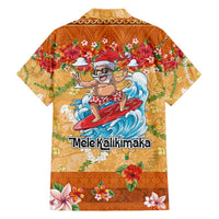 Hawaii Mele Kalikimaka Hawaiian Shirt Funny Santa Claus Surfing on Tropical Plants - Polynesian Pride