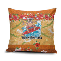 Hawaii Mele Kalikimaka Pillow Cover Funny Santa Claus Surfing on Tropical Plants - Polynesian Pride