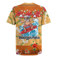 Hawaii Mele Kalikimaka Rugby Jersey Funny Santa Claus Surfing on Tropical Plants LT03 - Polynesian Pride