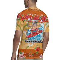 Hawaii Mele Kalikimaka Rugby Jersey Funny Santa Claus Surfing on Tropical Plants - Polynesian Pride