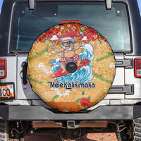 Hawaii Mele Kalikimaka Spare Tire Cover Funny Santa Claus Surfing on Tropical Plants - Polynesian Pride