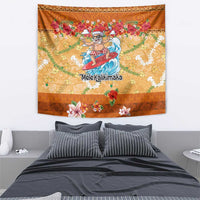Hawaii Mele Kalikimaka Tapestry Funny Santa Claus Surfing on Tropical Plants - Polynesian Pride