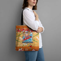 Hawaii Mele Kalikimaka Tote Bag Funny Santa Claus Surfing on Tropical Plants - Polynesian Pride
