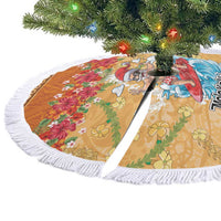 Hawaii Mele Kalikimaka Tree Skirt Funny Santa Claus Surfing on Tropical Plants - Polynesian Pride
