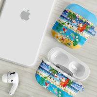 Polynesian Merry Christmas AirPods Case Funny Santa Beach Tropical Plant and Turtle - Polynesian Pride