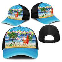 Polynesian Merry Christmas Baseball Net Cap Funny Santa Beach Tropical Plant and Turtle LT03 - Polynesian Pride