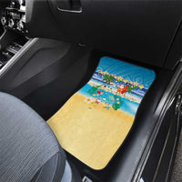 Polynesian Merry Christmas Car Mats Funny Santa Beach Tropical Plant and Turtle - Polynesian Pride