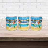Polynesian Merry Christmas Ceramic Mug Funny Santa Beach Tropical Plant and Turtle - Polynesian Pride