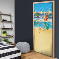 Polynesian Merry Christmas Door Cover Funny Santa Beach Tropical Plant and Turtle - Polynesian Pride