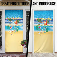 Polynesian Merry Christmas Door Cover Funny Santa Beach Tropical Plant and Turtle - Polynesian Pride