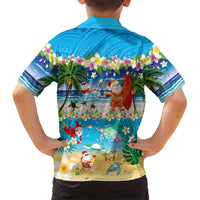 Polynesian Merry Christmas Family Matching Long Sleeve Bodycon Dress and Hawaiian Shirt Funny Santa Beach Tropical Plant and Turtle LT03 - Polynesian Pride