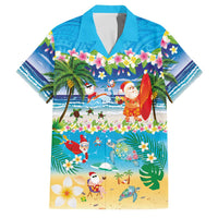Polynesian Merry Christmas Family Matching Long Sleeve Bodycon Dress and Hawaiian Shirt Funny Santa Beach Tropical Plant and Turtle LT03 Dad's Shirt - Short Sleeve Multicolor - Polynesian Pride