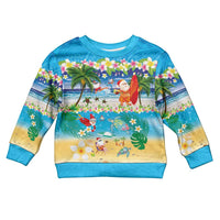 Polynesian Merry Christmas Kid Ugly Christmas Sweater Funny Santa Beach Tropical Plant and Turtle - Polynesian Pride