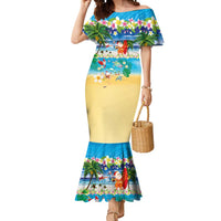 Polynesian Merry Christmas Mermaid Dress Funny Santa Beach Tropical Plant and Turtle - Polynesian Pride