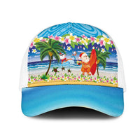 Polynesian Merry Christmas Mesh Trucker Cap Funny Santa Beach Tropical Plant and Turtle LT03 One Size White Multicolor - Polynesian Pride