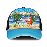 Polynesian Merry Christmas Mesh Trucker Cap Funny Santa Beach Tropical Plant and Turtle LT03 One Size Black Multicolor - Polynesian Pride
