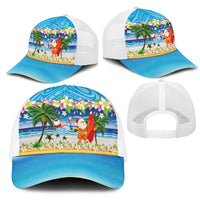 Polynesian Merry Christmas Mesh Trucker Cap Funny Santa Beach Tropical Plant and Turtle LT03 - Polynesian Pride