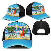 Polynesian Merry Christmas Mesh Trucker Cap Funny Santa Beach Tropical Plant and Turtle LT03 - Polynesian Pride