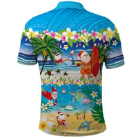 Polynesian Merry Christmas Polo Shirt Funny Santa Beach Tropical Plant and Turtle LT03 - Polynesian Pride