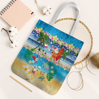 Polynesian Merry Christmas Tote Bag Funny Santa Beach Tropical Plant and Turtle - Polynesian Pride