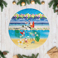 Polynesian Merry Christmas Tree Skirt Funny Santa Beach Tropical Plant and Turtle - Polynesian Pride