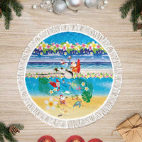 Polynesian Merry Christmas Tree Skirt Funny Santa Beach Tropical Plant and Turtle - Polynesian Pride