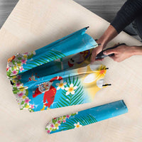 Polynesian Merry Christmas Umbrella Funny Santa Beach Tropical Plant and Turtle - Polynesian Pride