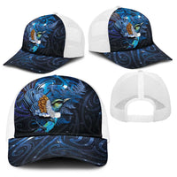 Aotearoa Matariki Baseball Net Cap Maori Tribal with Silver Fern and Tui Bird Galaxy Style LT03 - Polynesian Pride
