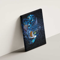 Aotearoa Matariki Canvas Wall Art Maori Tribal with Silver Fern and Tui Bird Galaxy Style - Polynesian Pride
