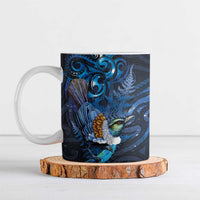 Aotearoa Matariki Ceramic Mug Maori Tribal with Silver Fern and Tui Bird Galaxy Style - Polynesian Pride