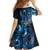 Aotearoa Matariki Family Matching Long Sleeve Bodycon Dress and Hawaiian Shirt Maori Tribal with Silver Fern and Tui Bird Galaxy Style - Polynesian Pride