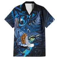 Aotearoa Matariki Family Matching Long Sleeve Bodycon Dress and Hawaiian Shirt Maori Tribal with Silver Fern and Tui Bird Galaxy Style - Polynesian Pride