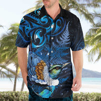 Aotearoa Matariki Hawaiian Shirt Maori Tribal with Silver Fern and Tui Bird Galaxy Style - Polynesian Pride