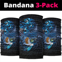 Aotearoa Matariki Neck Gaiter Maori Tribal with Silver Fern and Tui Bird Galaxy Style - Polynesian Pride