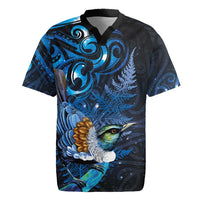 Aotearoa Matariki Rugby Jersey Maori Tribal with Silver Fern and Tui Bird Galaxy Style - Polynesian Pride