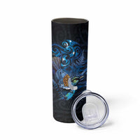 Aotearoa Matariki Skinny Tumbler Maori Tribal with Silver Fern and Tui Bird Galaxy Style - Polynesian Pride
