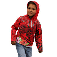 Personalised Hawaii Valentine Day Kid Hoodie Couple Love Heart mix Hibiscus and Polynesian Tattoo LT03 - Polynesian Pride