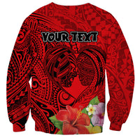 Personalised Hawaii Valentine Day Sweatshirt Couple Love Heart mix Hibiscus and Polynesian Tattoo LT03 - Polynesian Pride