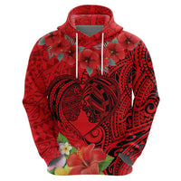 Personalised Hawaii Valentine Day Zip Hoodie Couple Love Heart mix Hibiscus and Polynesian Tattoo LT03 - Polynesian Pride