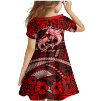 Polynesian Shark Valentine Day Family Matching Mermaid Dress and Hawaiian Shirt Hibiscus and Tribal Tattoo Red Style LT03 - Polynesian Pride