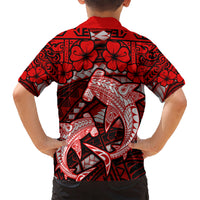 Polynesian Shark Valentine Day Hawaiian Shirt Hibiscus and Tribal Tattoo Red Style LT03 - Polynesian Pride