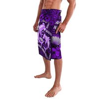 Polynesian Shark Valentine Day Lavalava Hibiscus and Tribal Tattoo Purple Style LT03 - Polynesian Pride