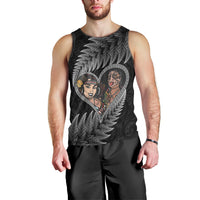 New Zealand Valentine Day Men Tank Top Aotearoa Warrior and Woman Love Heart Maori Pattern LT03 - Polynesian Pride
