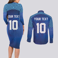 Custom Fiji Football-Towards World Cup 2026 Couples Matching Long Sleeve Bodycon Dress and Long Sleeve Button Shirt