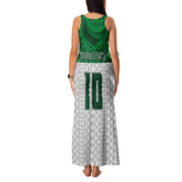 Custom Hawaii Volleyball-Kakau Motif Green Color Family Matching Tank Maxi Dress and Hawaiian Shirt