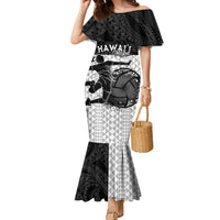 Custom Hawaii Volleyball-Kakau Motif Grayscale Color Family Matching Mermaid Dress and Hawaiian Shirt