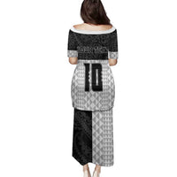 Custom Hawaii Volleyball-Kakau Motif Grayscale Color Family Matching Puletasi and Hawaiian Shirt