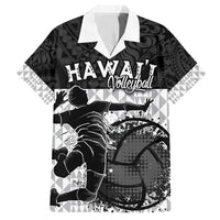 Custom Hawaii Volleyball-Kakau Motif Grayscale Color Hawaiian Shirt